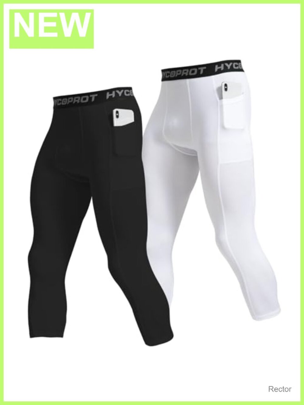 3/4 Compression Pants with Pockets Athletic Tights Running Workout Base Layer